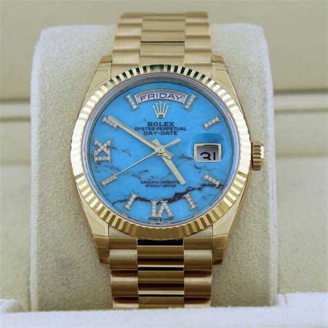 rolex day date gold turquoise|rolex day date 36 gold.